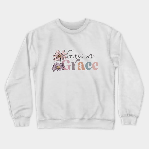 Grown in Grace Floral Boho Design Crewneck Sweatshirt by Mastilo Designs